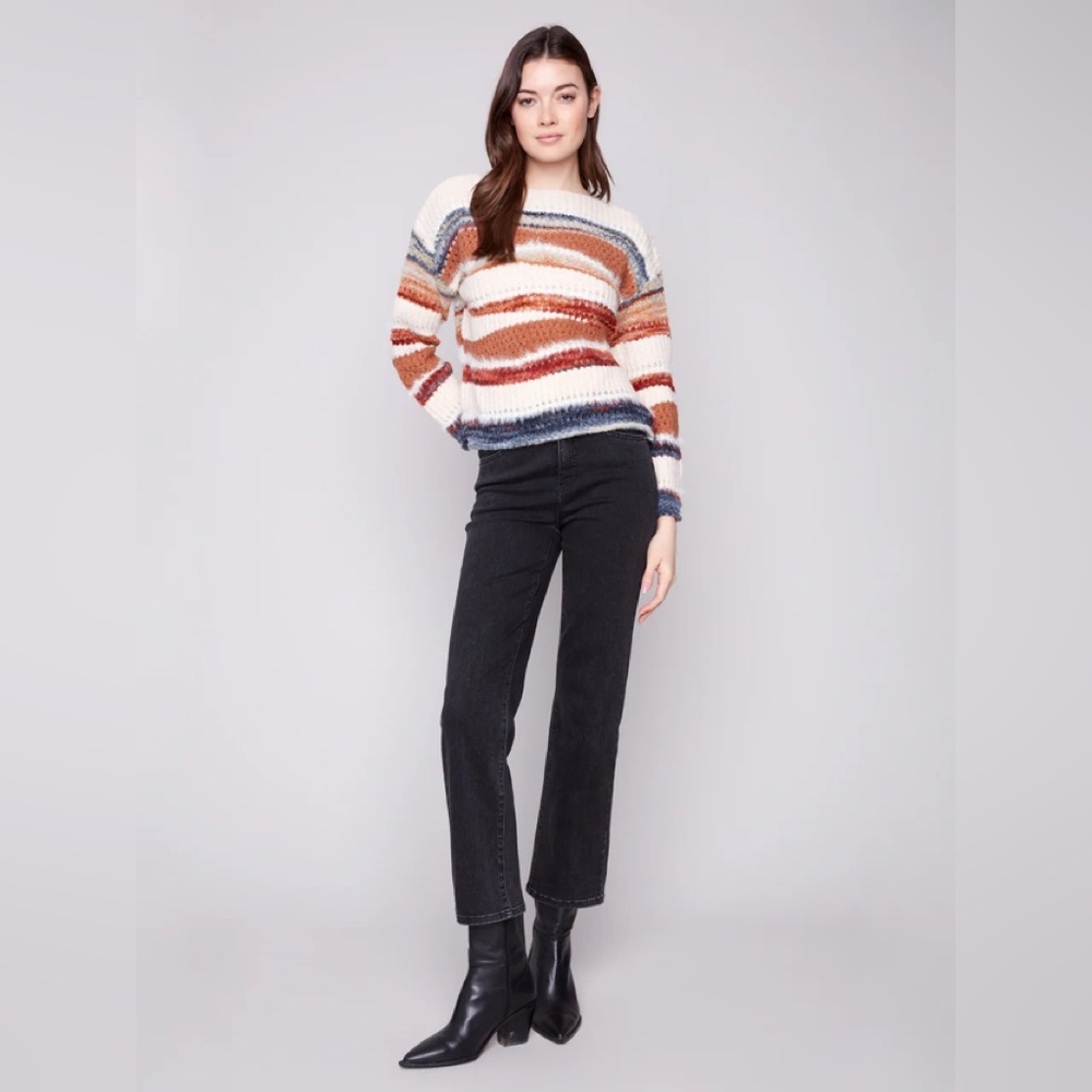 CHARLIE B Cozy Striped Sweater in Earth Tones
